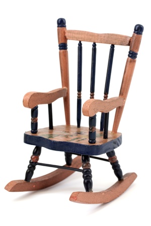 Wooden rocking chair isolated on white backgroundの写真素材