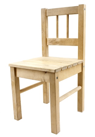 Simple wooden chair isolated on white backgroundの写真素材