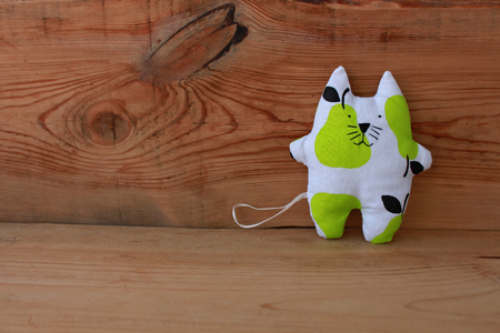 Cute hand made Stuffed Cat, funny animalsの写真素材