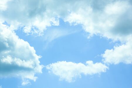 blue sky with clouds over the sea, wallpapers, seascape, backgroundの写真素材