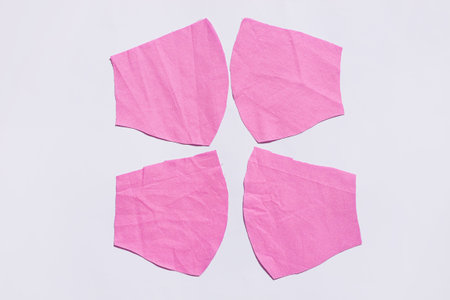Handmade fabric sew face mask against coronavirus disease COVID-19 pandemia step by step photo set....