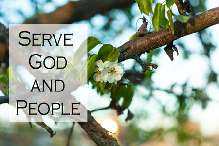 Bible quotes on blurred blooming nature background. Jesus Lord inspirational verse praying thoughts....