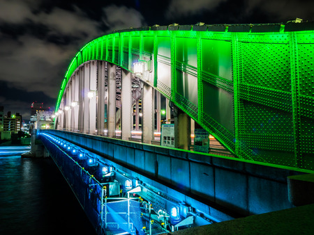 Japan Night view of the bridgeの写真素材