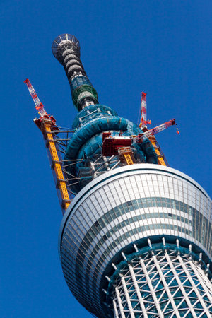 Under Tokyo Sky Tree constructionのeditorial素材