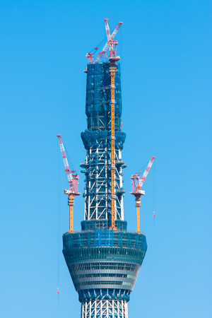 Under Tokyo Sky Tree constructionの写真素材
