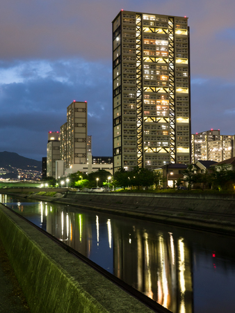 Housing complex Night Viewの写真素材