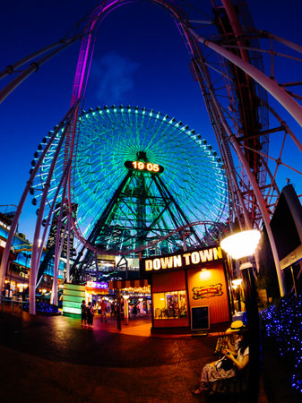 Amusement park in Japan Night viewのeditorial素材