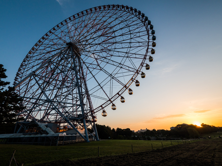 Ferris wheel Morning glowの写真素材