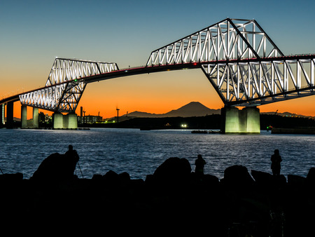 Bridge in Japan Night viewの写真素材