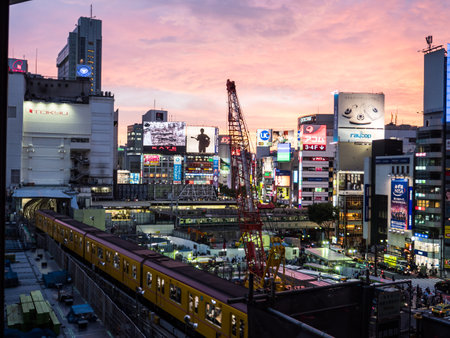 Tokyo shibuya night viewのeditorial素材