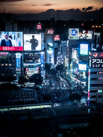Tokyo shibuya night viewのeditorial素材