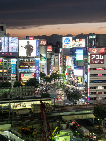 Tokyo shibuya night viewのeditorial素材