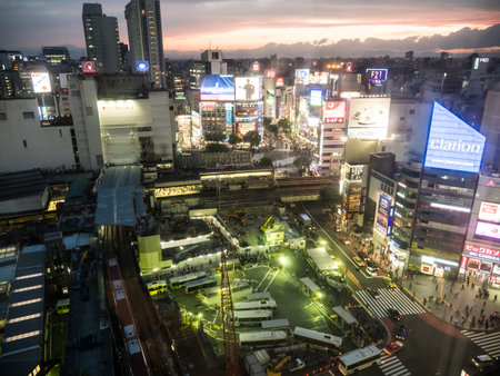 Tokyo shibuya night viewのeditorial素材