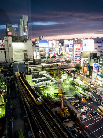 Tokyo shibuya night viewのeditorial素材