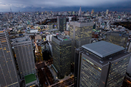 Observation room night view in Japanのeditorial素材