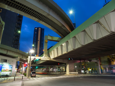 Junction in Japan Night viewのeditorial素材