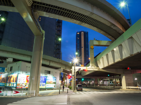 Junction in Japan Night viewのeditorial素材