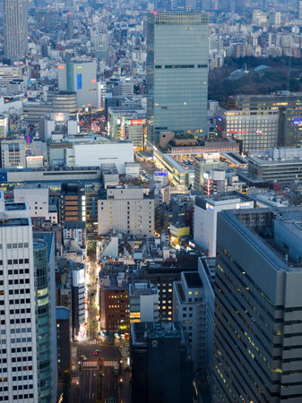 Observation room night view in Japanのeditorial素材