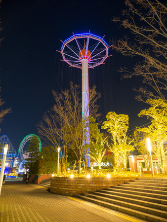Amusement park in Japan Night viewのeditorial素材