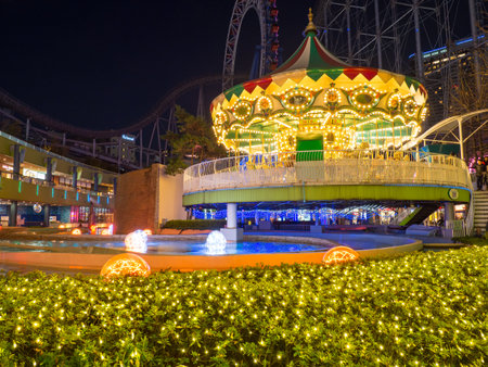 Amusement park in Japan Night viewのeditorial素材
