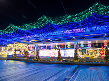 Amusement park in Japan Night viewのeditorial素材