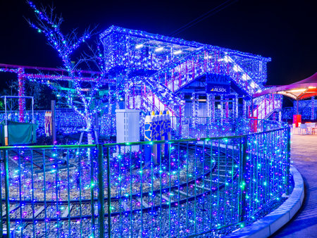 Amusement park in Japan Night viewのeditorial素材