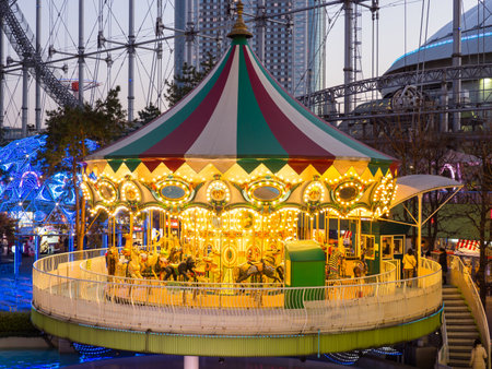 Amusement park in Japan Night viewのeditorial素材