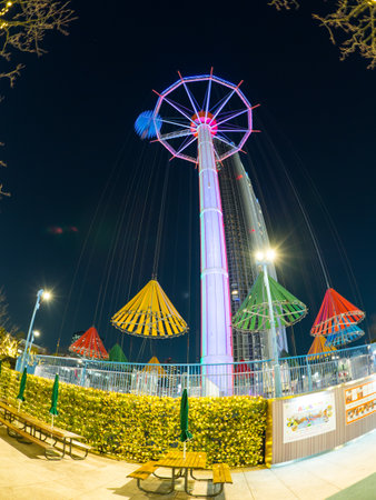 Amusement park in Japan Night viewのeditorial素材