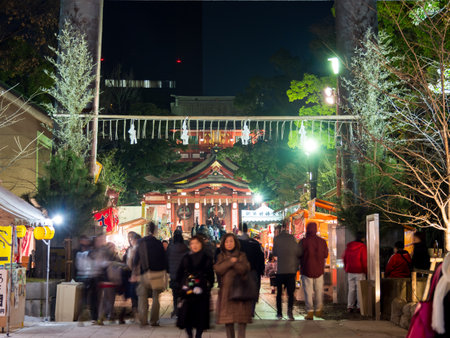 At the shrine Night view in Japan New Year's Day