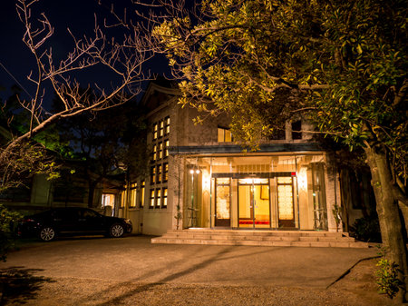 At the shrine Night view in Japan New Year's Dayのeditorial素材