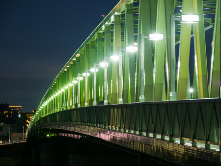 Bridge night view in Japanの写真素材
