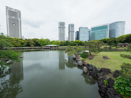 Hama rikyu japanese gardenのeditorial素材