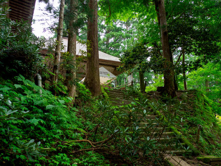 Japanese Temple Tottori Mitokusanのeditorial素材