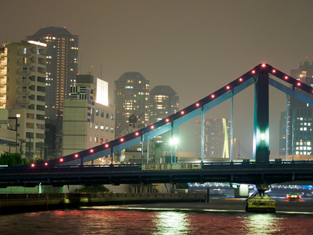 Bridge night view in Japanの写真素材