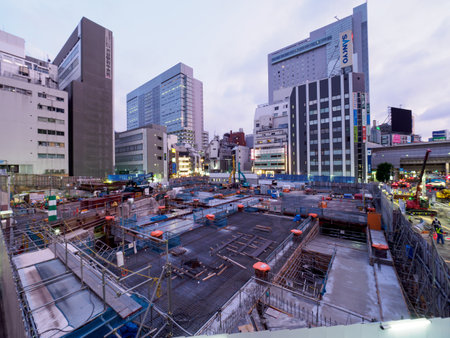 Tokyo Shibuya Redevelopment night viewのeditorial素材