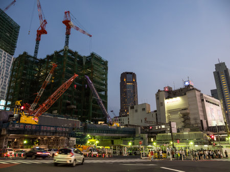Tokyo Shibuya Redevelopment night viewのeditorial素材