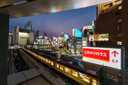 Tokyo Shibuya Redevelopment night viewのeditorial素材