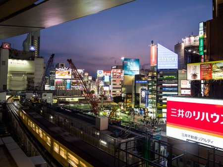 Tokyo Shibuya Redevelopment night viewのeditorial素材