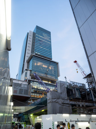 Tokyo Shibuya Redevelopment night viewのeditorial素材
