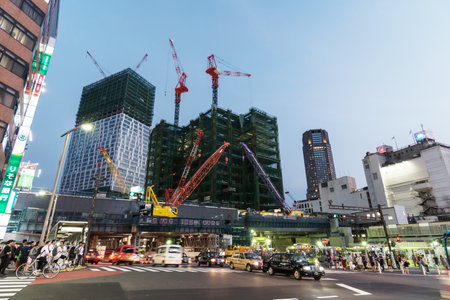 Tokyo Shibuya Redevelopment night viewのeditorial素材