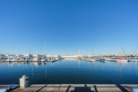 Yumenoshima marina, Tokyo Japanの写真素材