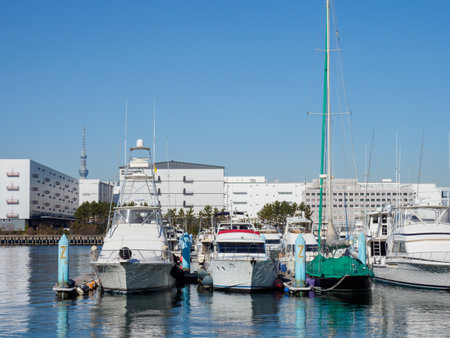 Yumenoshima marina, Tokyo Japanのeditorial素材