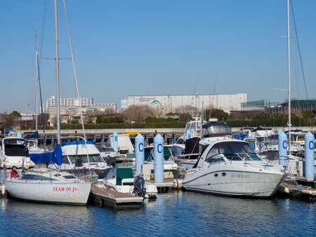 Yumenoshima marina, Tokyo Japanのeditorial素材