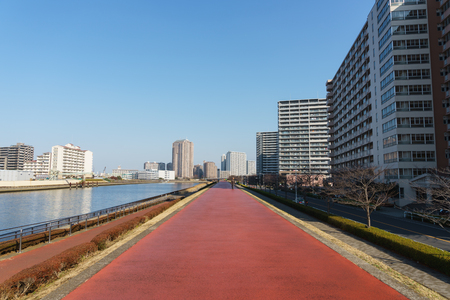 River side Promenade in Japanの写真素材