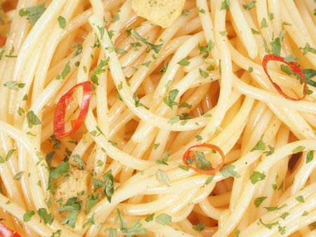 Pasta Peperoncino, close up photoの写真素材