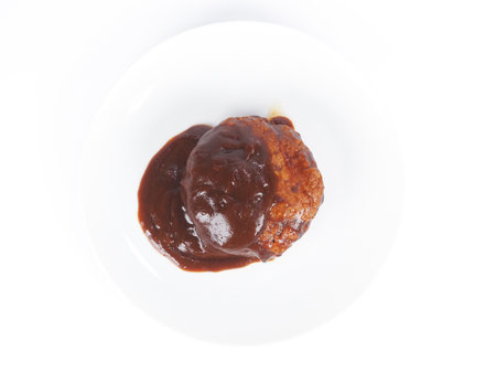 Japanese hamburger steak demi-glace sauceの写真素材