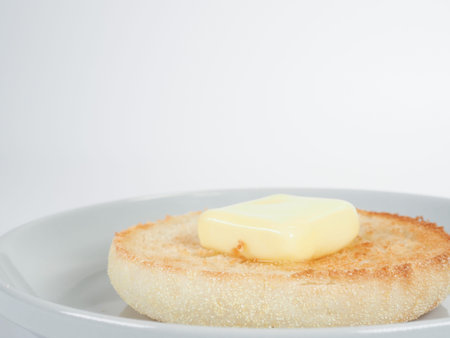 English muffin topped with butter
