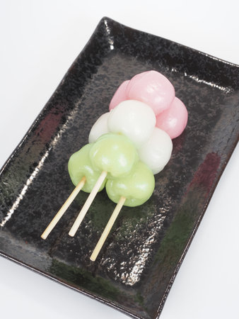 Three-color dumpling Japanese traditional sweets dangoの写真素材