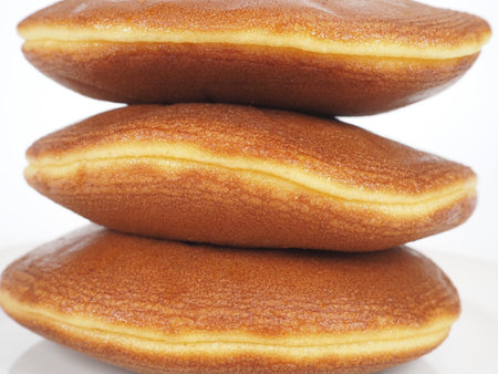 Stacked dorayaki Japanese traditional sweetsの写真素材