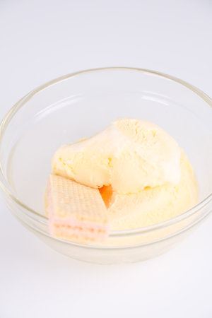 Vanilla Ice cream and wafersの写真素材